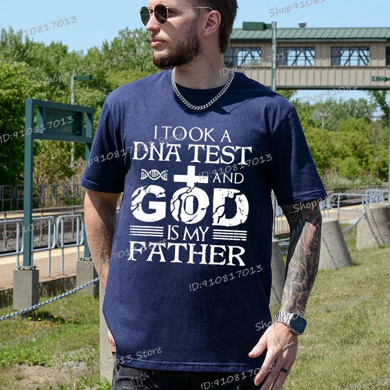 I Took A Dna Test and God Is My Father Graphic T Shirts for Men Clothing T-shirts Oversized T Shirt Fashion Casual Graphic Shirt