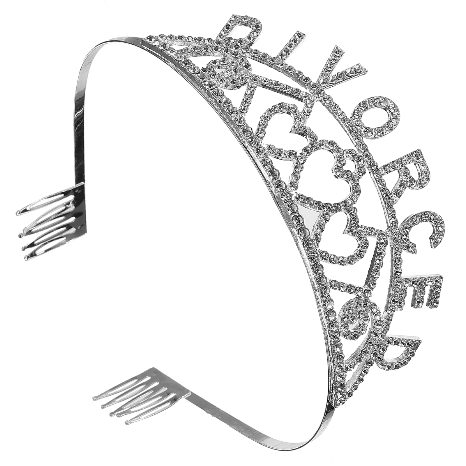 

Crystal Diamond Crown Headband for Women Silver Color Zinc Alloy Party Queen Headdress Adjustable Fit Hair Styling