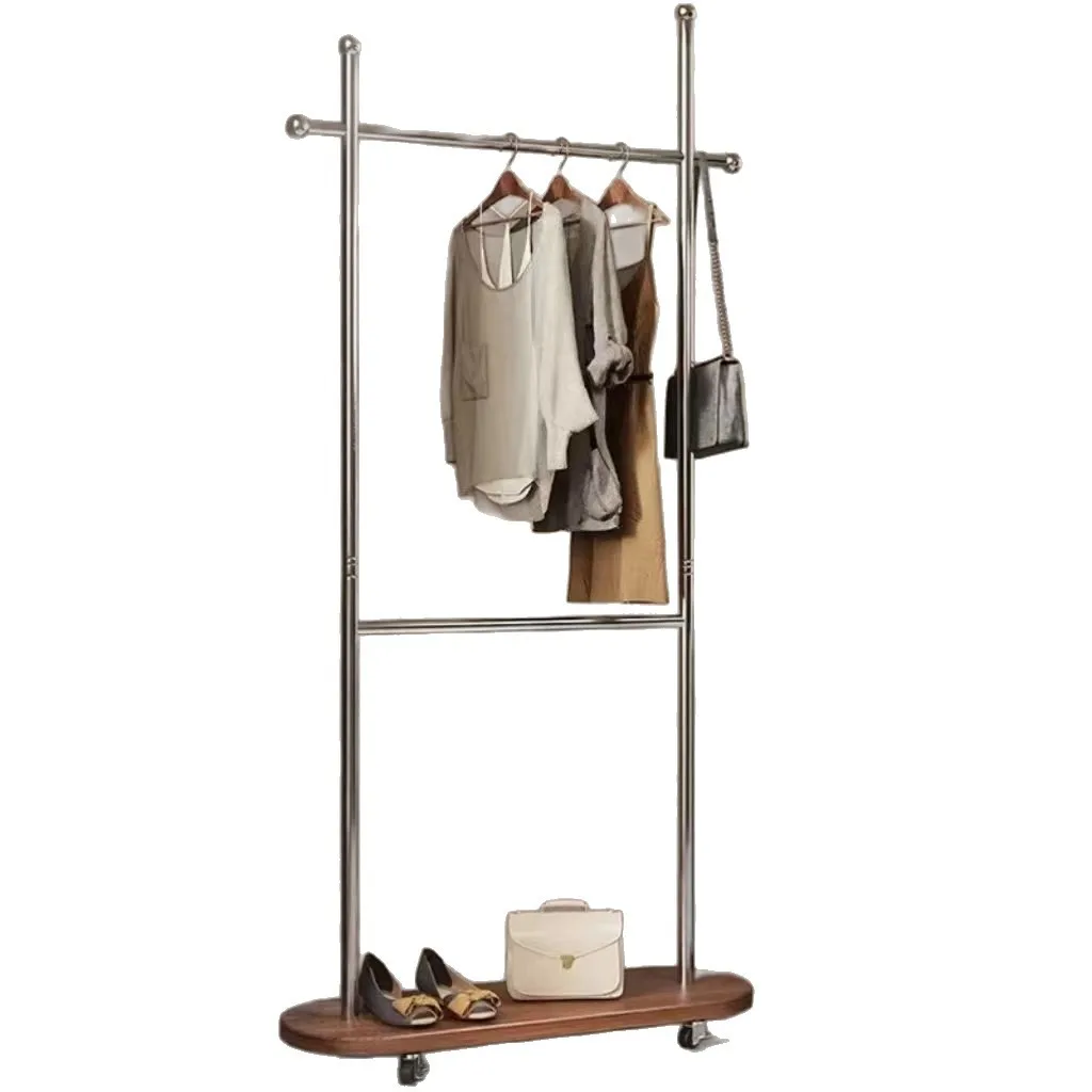 Light luxury antique coat rack floor-to-ceiling bedroom household hanger hanging hanger simple mobile metal floor hanger retro