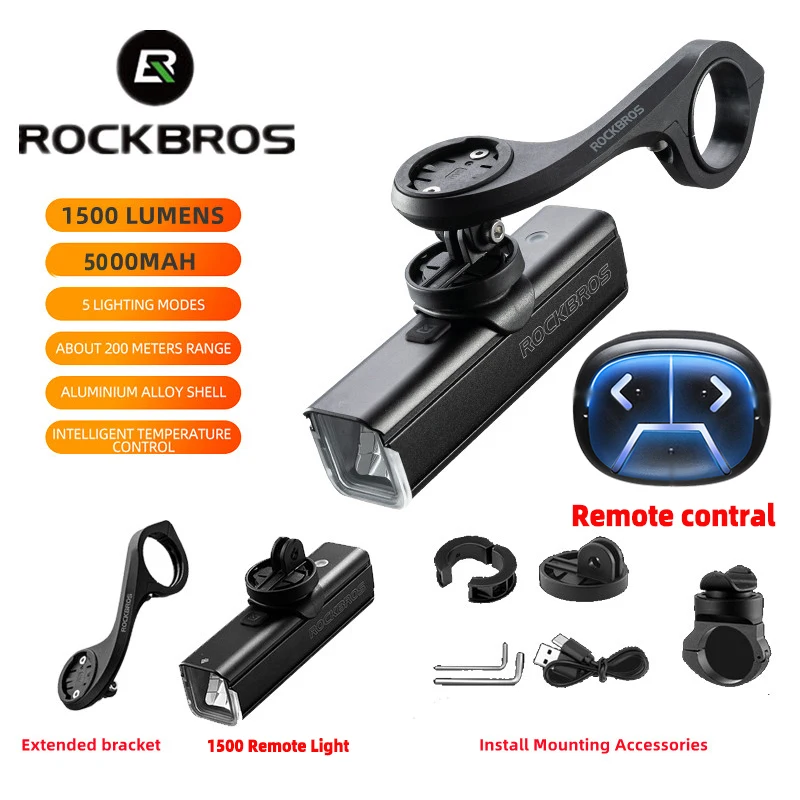 ROCKBROS RHL1000-1500 lumières de vélo support de support de lumière en Nylon support d'ordinateur de vélo pour IGS Garmin Bryton GoPro support de vélo