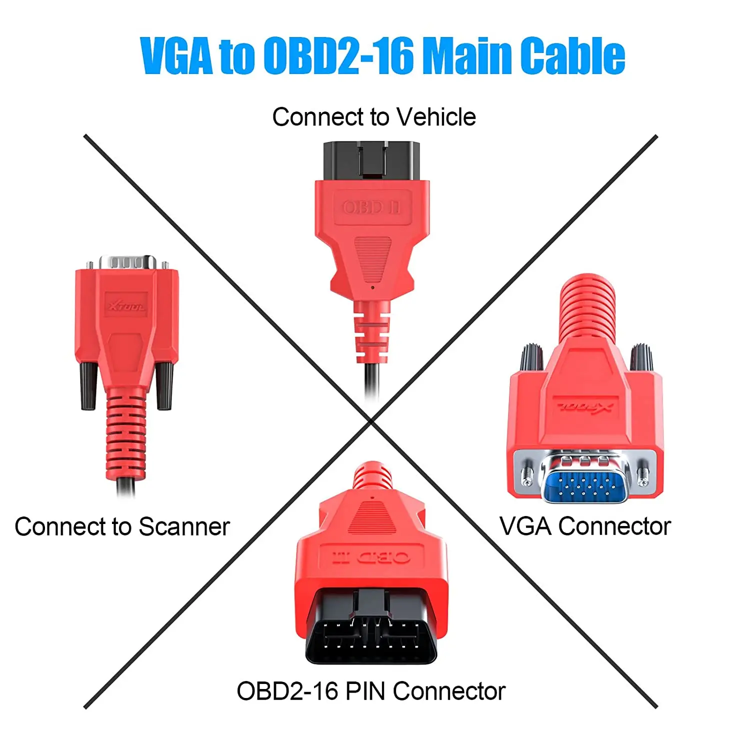 Adaptador Universal XTOOL OBDII Para D7 IP508 IP508S IP608 IP616 IP819 Conector De Ferramenta De Diagnóstico Para XTOOL Tablet 16pin Cabo Principal