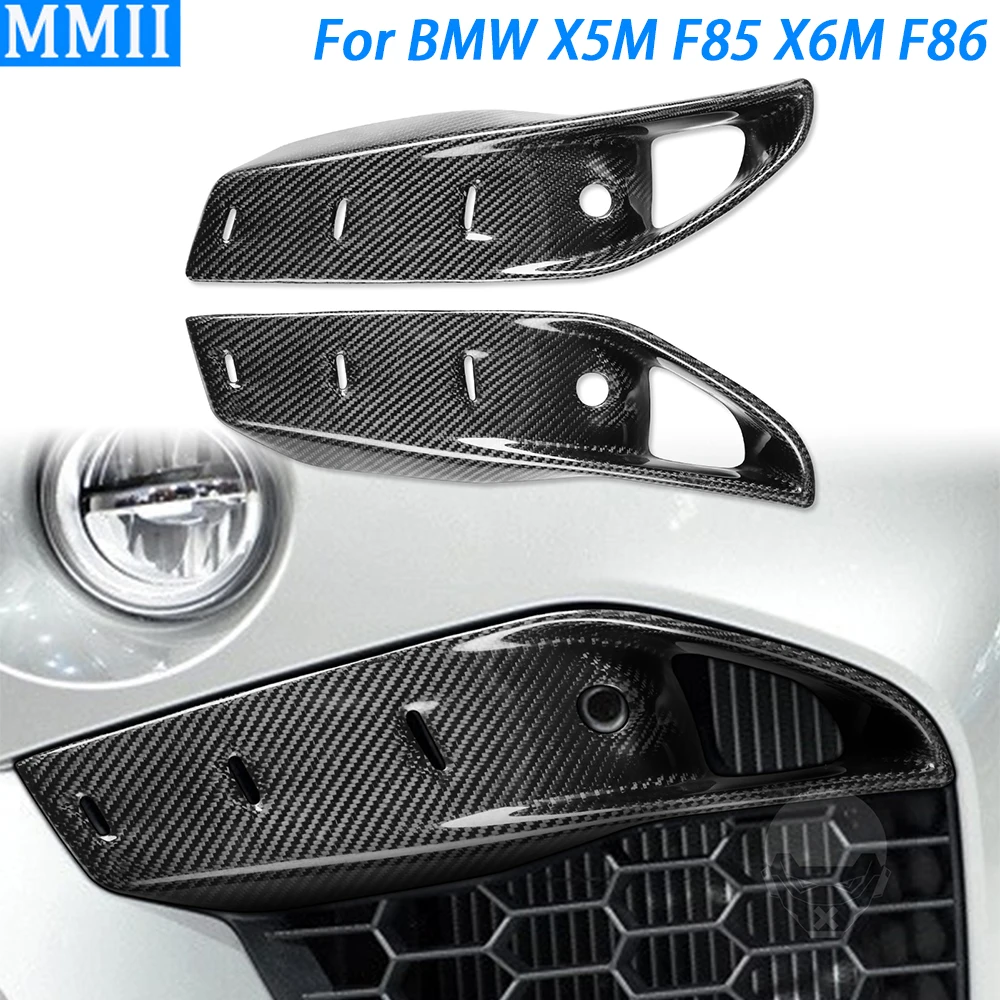 For BMW F85 X5M F86 X6M 2014-18 Real Carbon Fiber Front Bumper Fog Light Air Vent Cover Car Decoration Retrofitting Accessories