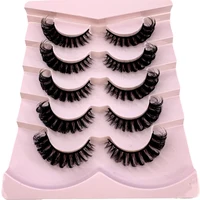 HBZGTLAD 3D Natural Cat Eye Fluffy Soft Cross 5 Pairs of Comic Eyelashes Wispy Natural Eyelash Extension Eyelashes 5