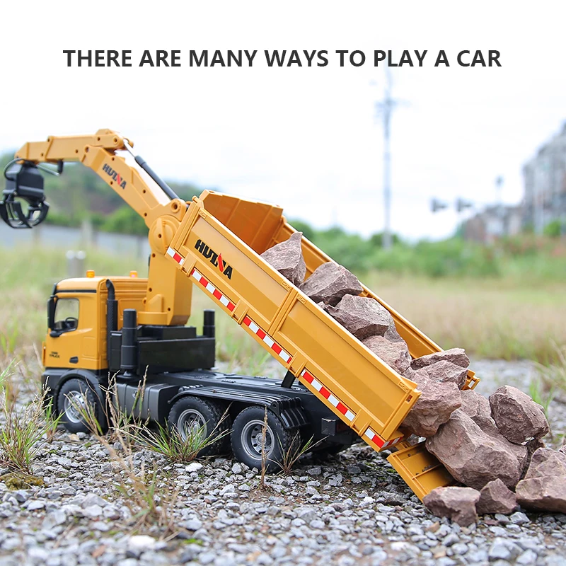 Huina 1/14 RC Control Alloy Timber Grapplo Dump Truck Remote  26 Channel Engineering Vehicle Electric Cars Toys for Boys Gifts