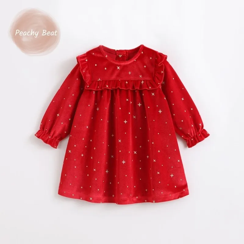 

Модное бархатное платье принцессы для маленьких девочек, рождественское бархатное платье с длинными рукавами, платье с рюшами для малышей, одежда для рождественской вечеринки, дня рождения, От 2 до 9 лет