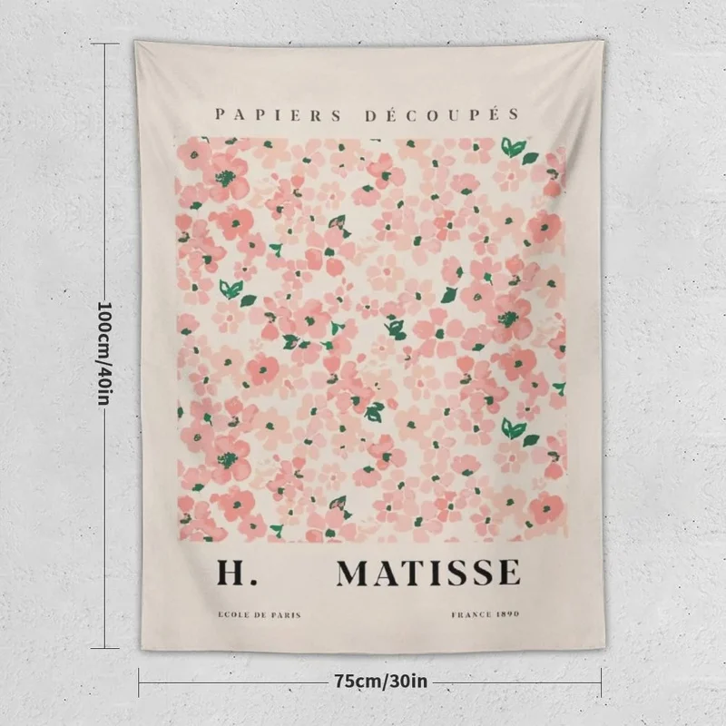 VIKAMA Matisse-Inspired Floral Art Tapestry French Vintage Artistic Wall Hanging Bedroom Headboard/Study Wall Decoration