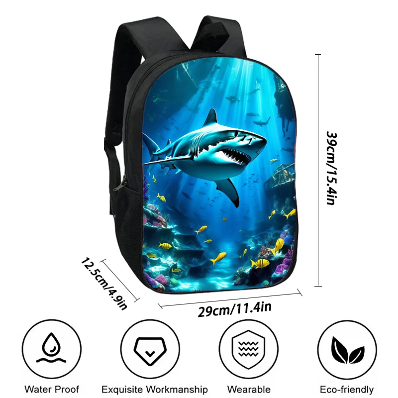 Mochila 3D Shark Prints School Backpack for Child ,Cartoon Animal Printed School Bags for Boys Girls ,Light Weight Kids Backpack