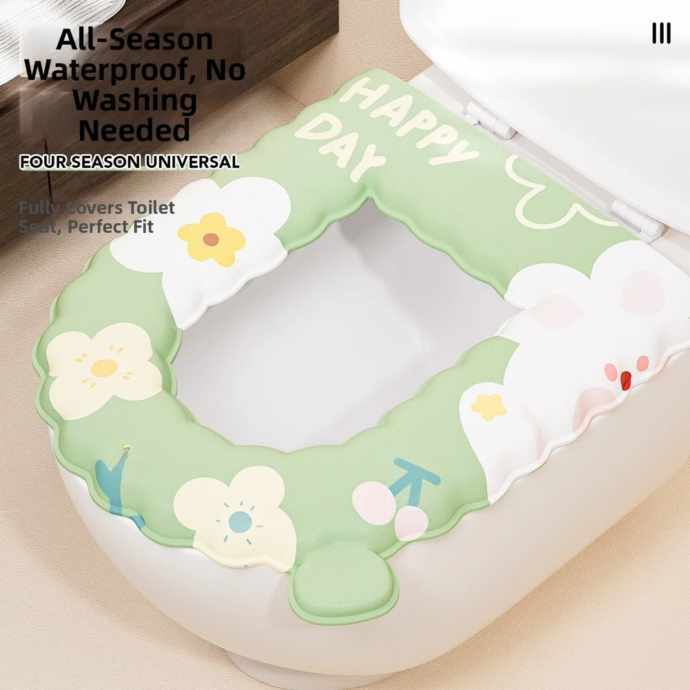 

Toilet Seat Cover Pad Waterproof EVA Toilet Mat Pad, Comfortable Non-Slip Bunny Design Fits O, U, V Shaped Toilet Seats