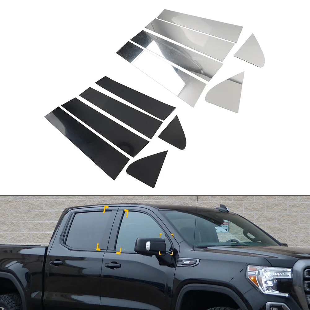 6 PCS Car Window Pillar Post Door Trim For Chevrolet Silverado For GMC Sierra 1500 2019 2020 2021 2022 2023