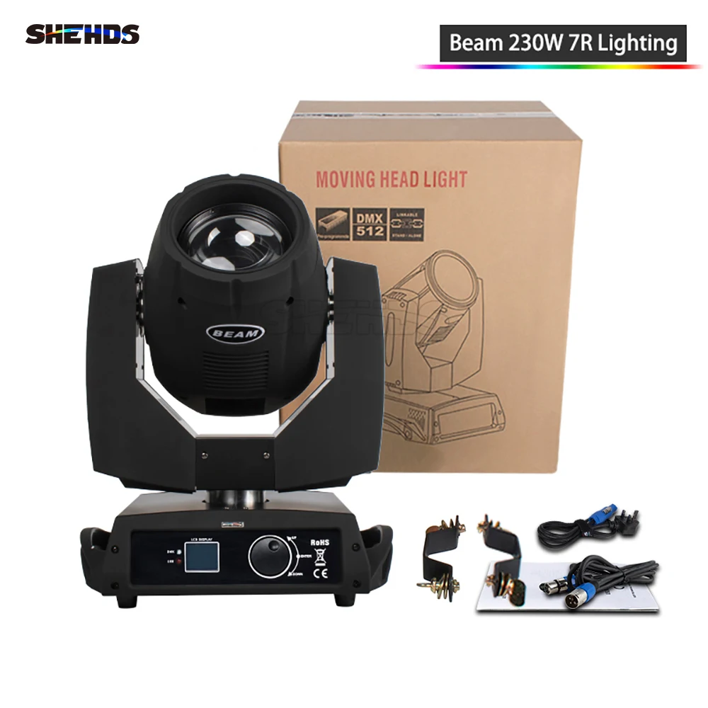 Imagem -04 - Shehds-moving Head Light Versão Botão Feixe 230w 7r Dmx 512 dj Bar Disco Ball Concert Party Stage Pcs