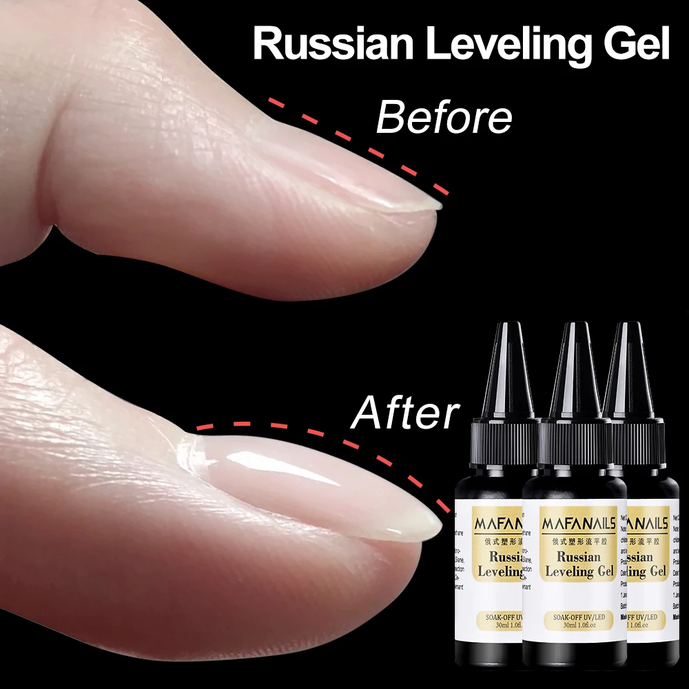 Fanilales 30 ml/Fles Nail Top Coat Base Gel Geen Veeg Puntige Fles Russische Nivellering Gel Manicure Losweken UV LED Gel Polish