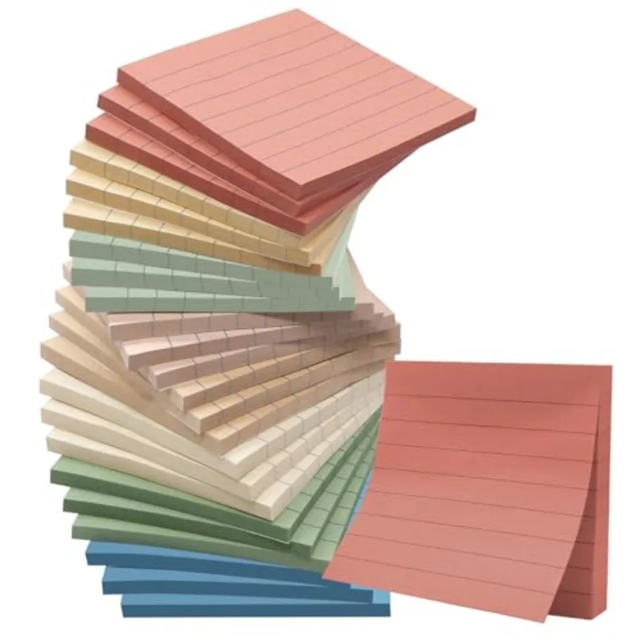 

24 Pack in Ruled Stickies Super Sticking Power Memo Pads, Sticky Notes with Lines Self-Stick Note Pads