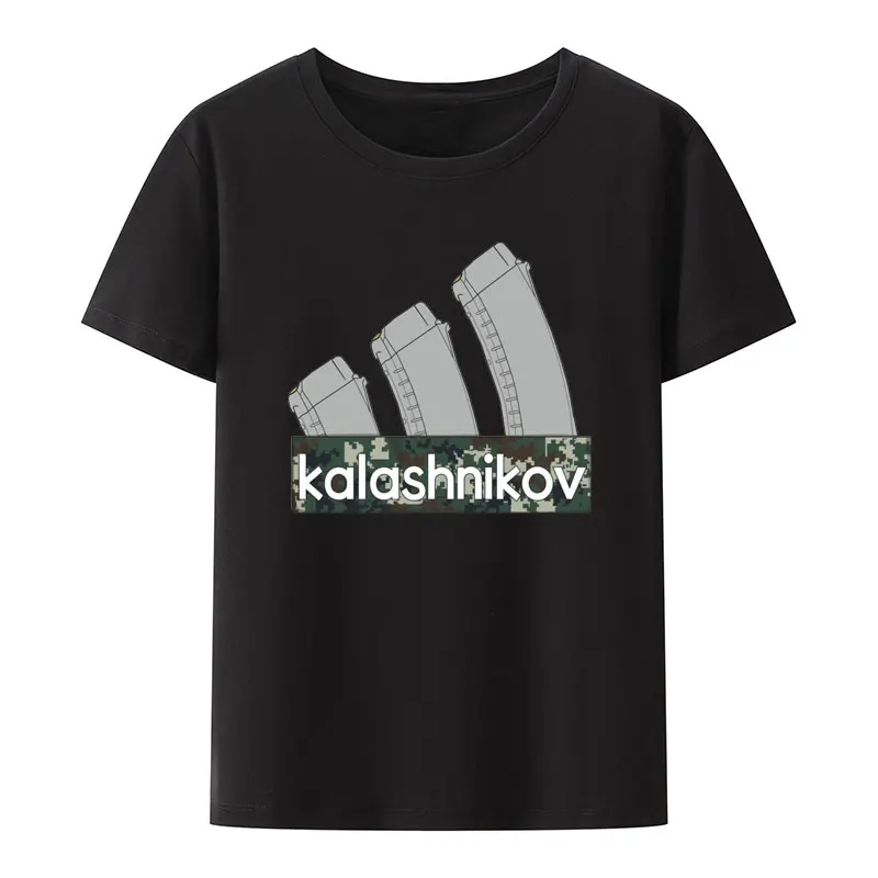 Retro Kalashnikov Ak 47 Russia Gun Riffle Military Army Cotton T Shirt Summer Short Sleeve Printed Tee Creative Casual Camisetas