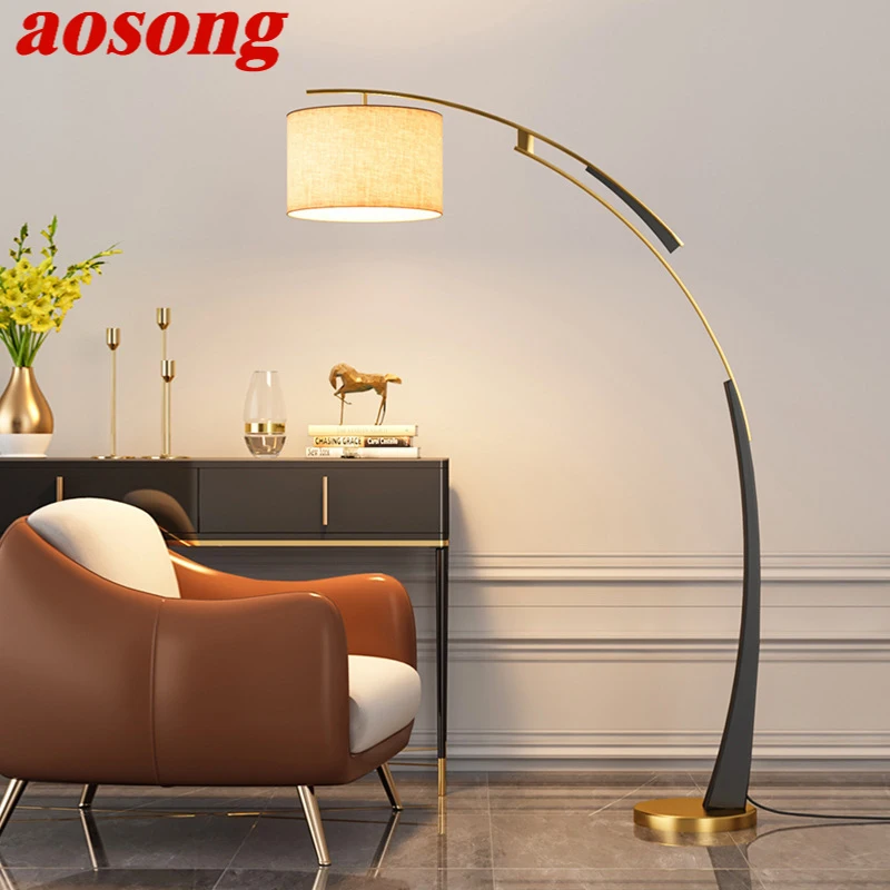 

AOSONG Nordic Fishing Floor Lamp Modern Family Living Room Beside The Sofa Creative LED Decorative Standing Light