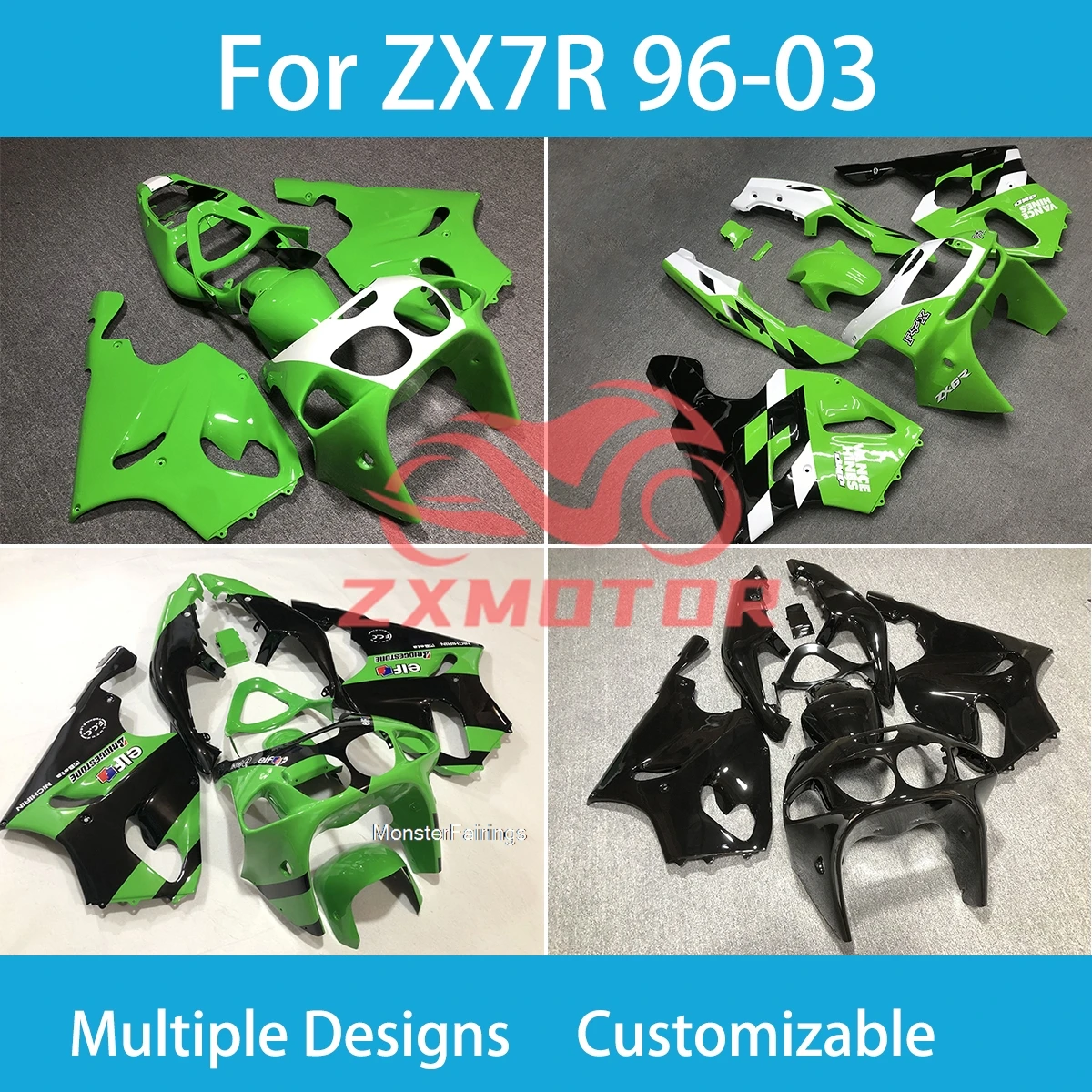 

Обтекатели для Kawasaki ZX-7R 1996-2001 2002 2003, комплект обтекателей для мотоцикла, комплект панелей кузова, подходит для ZX7R 96 97 98 99 00 01 02 03 Новый