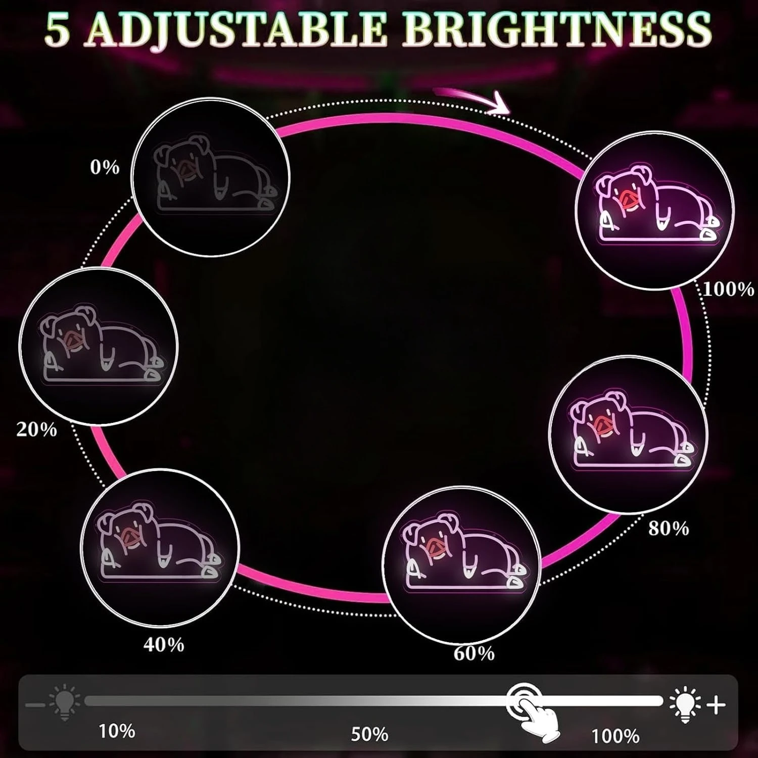 귀여운 네온 벽 장식, 밝기 조절 가능한 돼지 네온 조명, 펍, 침실, 레스토랑, 게임룸, 파티 장식, 예술적 감각, 생일 선물