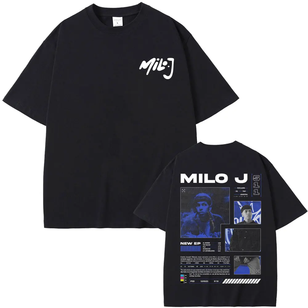 Rapper Milo J 511 Album Double Sided Print T Shirt Men Women Fashion Hip Hop T-shirt Men\'s Vintage Oversized Tshirt Streetwear