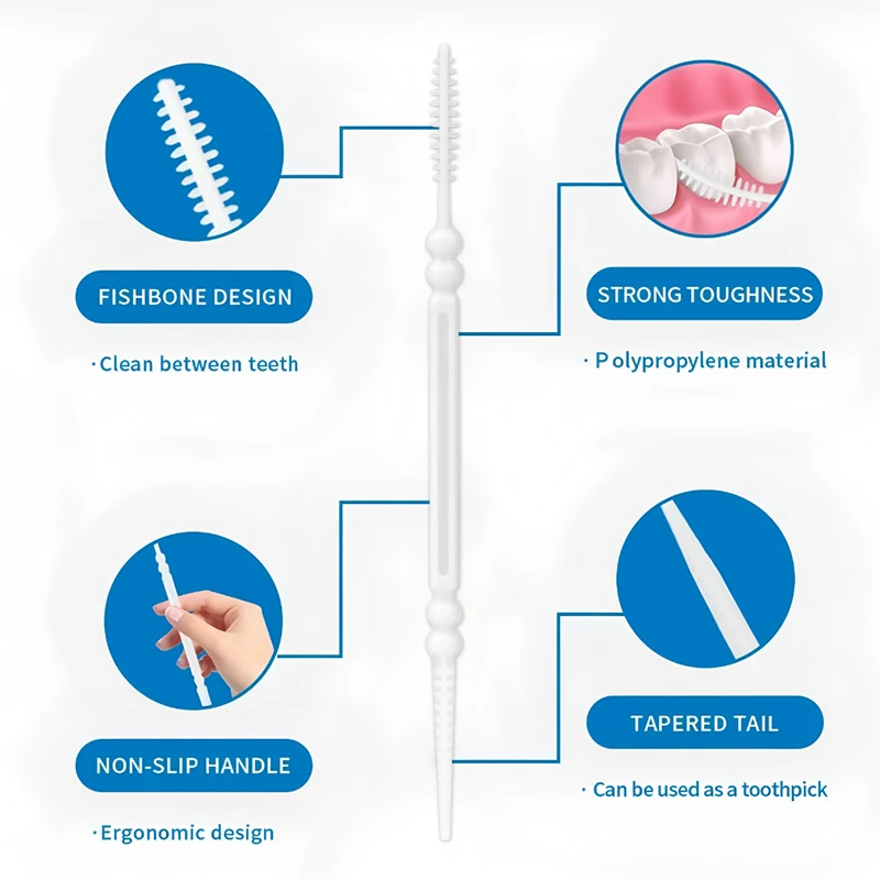 200pcs 6 Flavors Portable Plastic Toothpicks Teeth Cleaning Tools Orthodontics Brush Double End Tooth Pick Eco-friendly Product