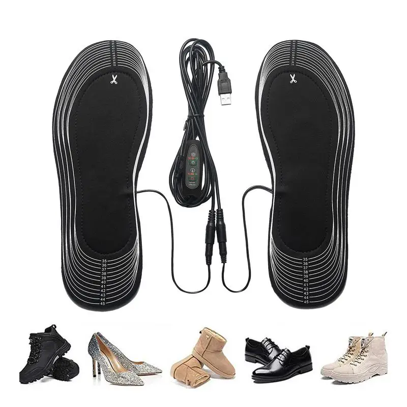 Heated Shoe Inserts Rechargeable USB Heated Insoles Cuttable Thermal Insoles Rechargeable Heating Insoles 3 Temperature Settings