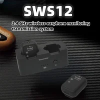 M-VAVE WP-12 Sistema de monitoreo intrauditivo inalámbrico de 2,4 GHz | Sistema 1Tx+2Rx con latencia ultrabaja de 3 ms | Reproducción 24H | Estuche de carga de 1800 mAh