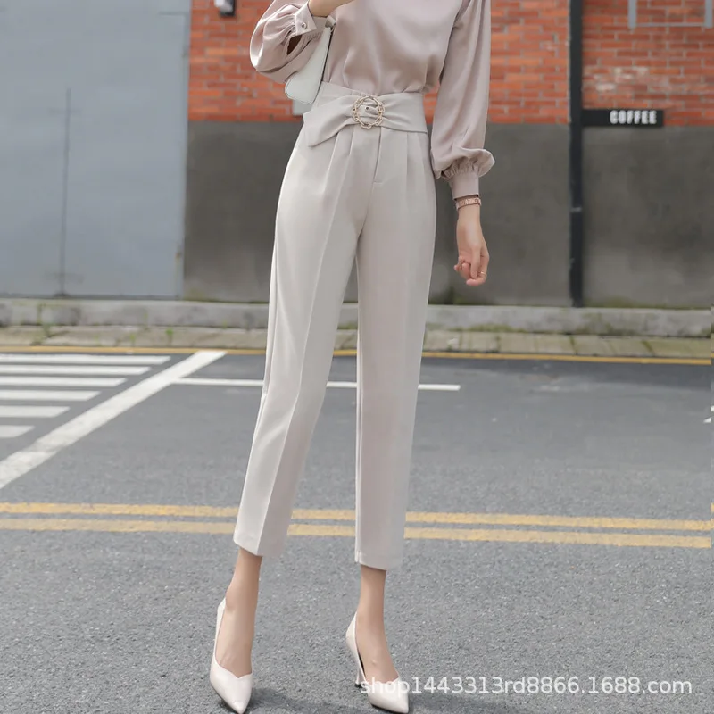 

Suit Pants Women's High Waist 2020 Autumn New Loose Straight Cropped Pants Slimming Smoke Tube Casual Pants Women's Fashion