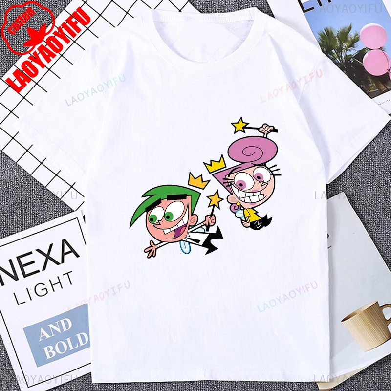 The Fairly Oddparents الموسم 1 الكرتون تي شيرت مضحك تيمي واندا كوزمو الجرافيك موضة القطن تي شيرت Harajuku Y2k للجنسين تيز #3