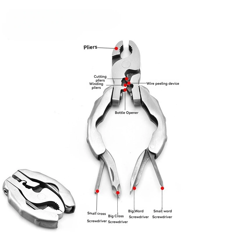 Mini Multifunctional Turtle Back Pliers Stainless Steel 9-in-1 Multi-purpose Pliers Screwdriver Portable EDC Tool Bottle Opener