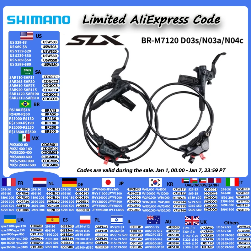 SHIMANO SLX M7120 4 Piston Brake For Mountain Bike Bicycle Hydraulic Disc Brake MTB D03s N03a N04c Pads Original Shimano