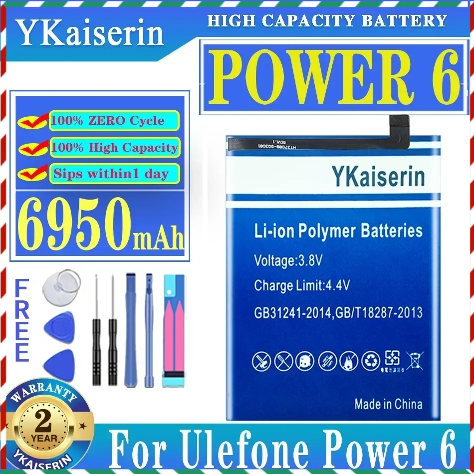 

YKaiserin Power 6 6950mAh Battery for Ulefone Power6 6.3 Inch Batteria