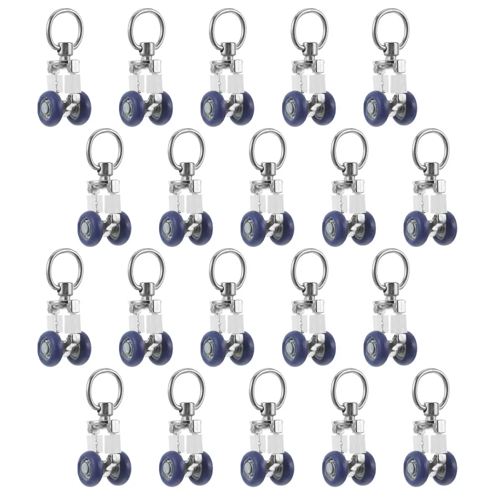 

20 Pcs Pulley Stainless Steel Track Blue Color Curtain Rod Sliding Durable Easy Installation Curtains