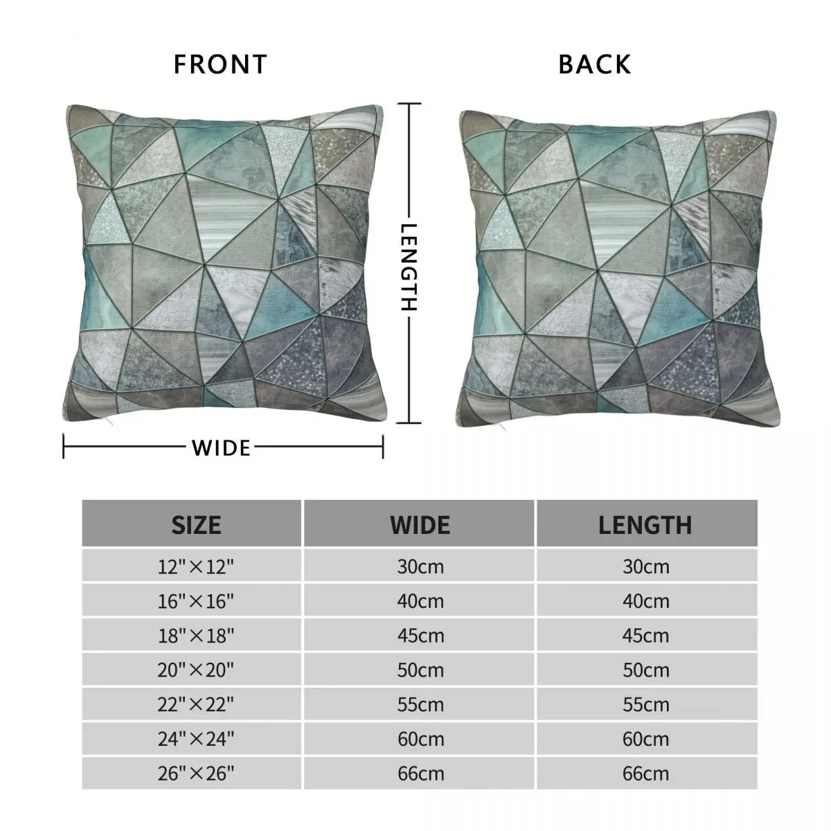 Teal Grey Triangles Stained Glass Pillowcase Polyester Linen Velvet Pattern Zip Decor Throw Pillow Case Home Cushion Cover 45x45