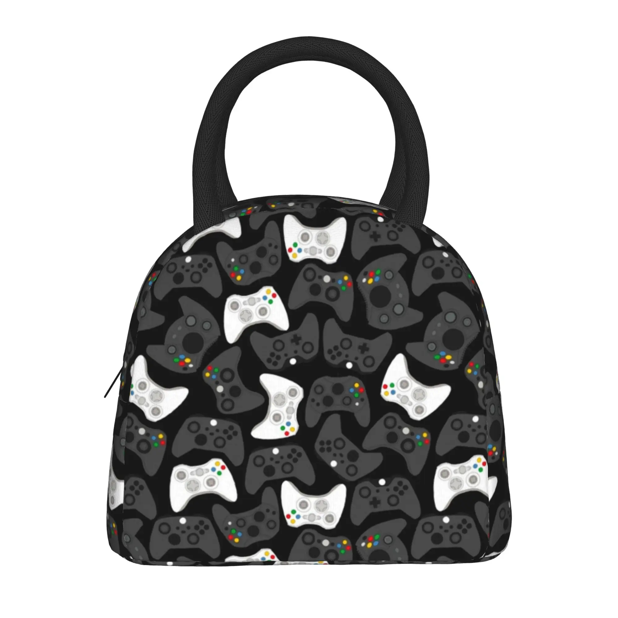 Game Controller Pattern  Insulated Lunch Bags Cooler Bag Reusable Game High Capacity Tote Lunch Box Girl Boy Beach  Picnic