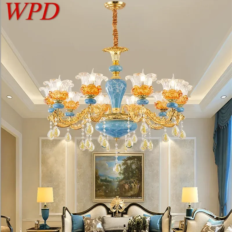 WPD-candelabro de cristal de lujo europeo, lámpara colgante LED americana para sala de estar, restaurante, dormitorio, Villa, Hotel, tienda de ropa