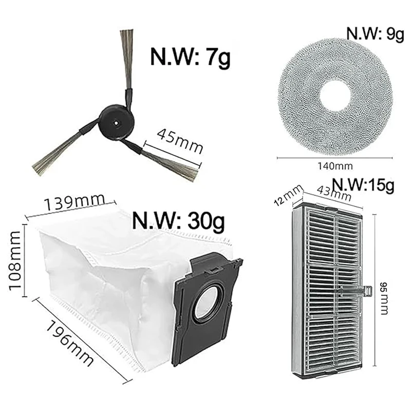 For Dreame L40 Ultra Gen 2/L40 Ultra/X40 Ultra Robot Vacuum Accessories Side Brush Filter Mop Pad Dust Bag Replacement Parts view 6