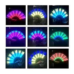 Party LED Glowing Fan Luminous Folding Fan Colorful Party/Dance LED Paper Fan Stage Performance DJ Show Light Up Fan Wedding