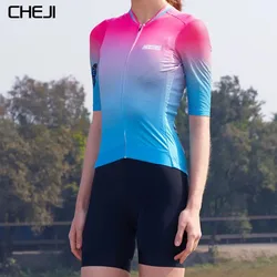 CHEJI-Women's Cycling Jersey, Short Sleeve Top, High Quality Fabric, Quick Drying, Sports Cycling Equipment, Summer, New