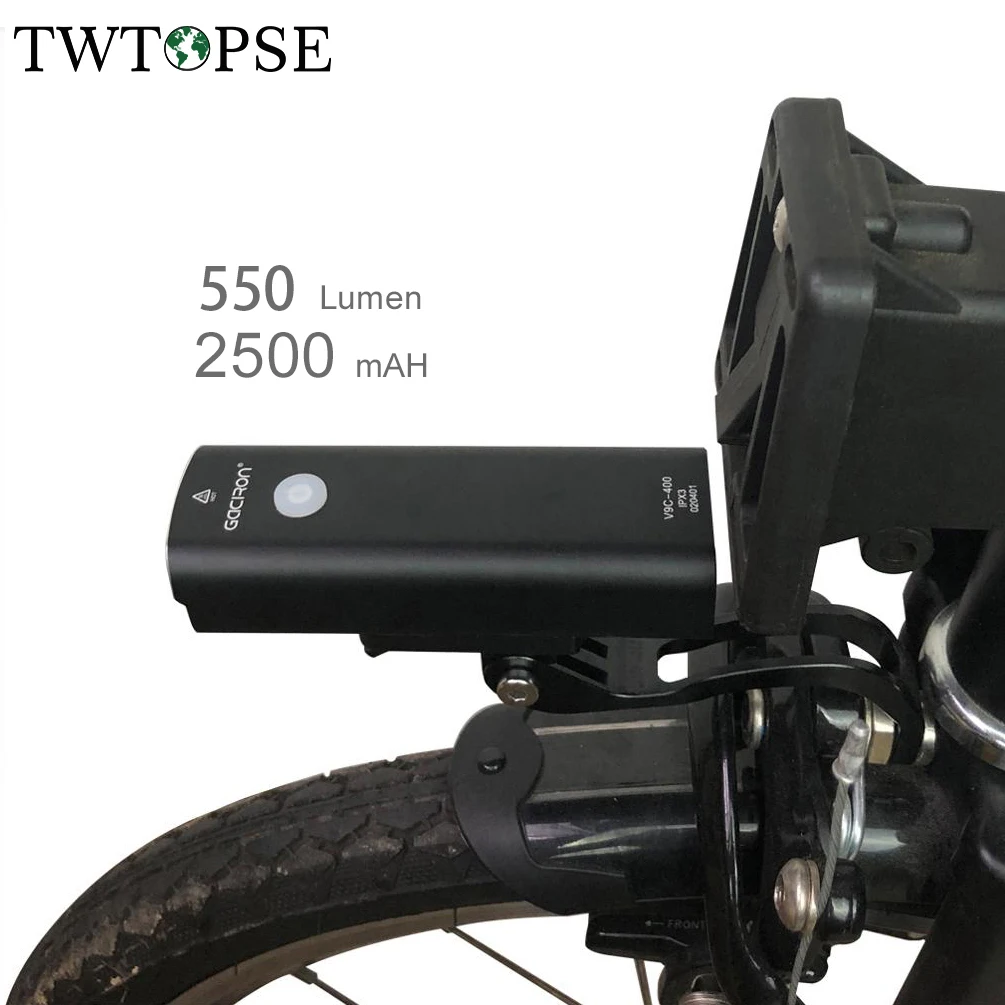 TWTOPSE Bike LED Head Light 850 Lumen Rechargeable For Brompton 3SIXTY Folding Bicycle Front Light Set With Holder 2500MAH USB