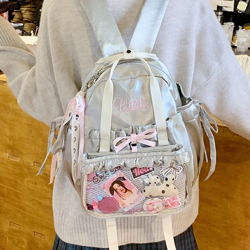 HAEX Lolita Women Ita Bags Fashion Designer 2025 Detachable 2 Pieces DIY Anime Badge Crossbody Bag Casual Commute Backpacks