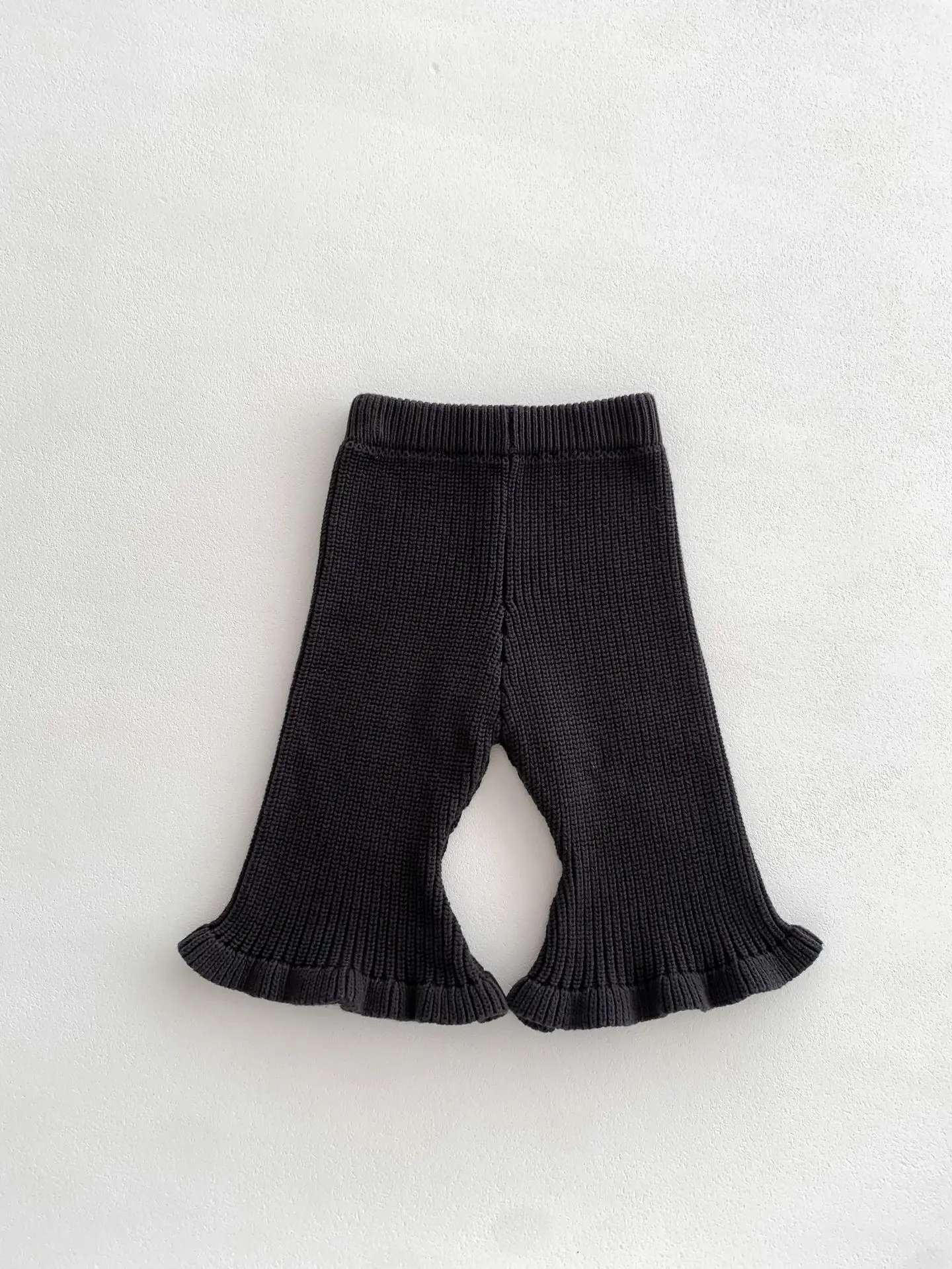 2023 Autumn New Baby Knit Trousers Solid Infant Girl Boot Cut Pants Toddler Warm Pants Children Knitted Pants Baby Clothes