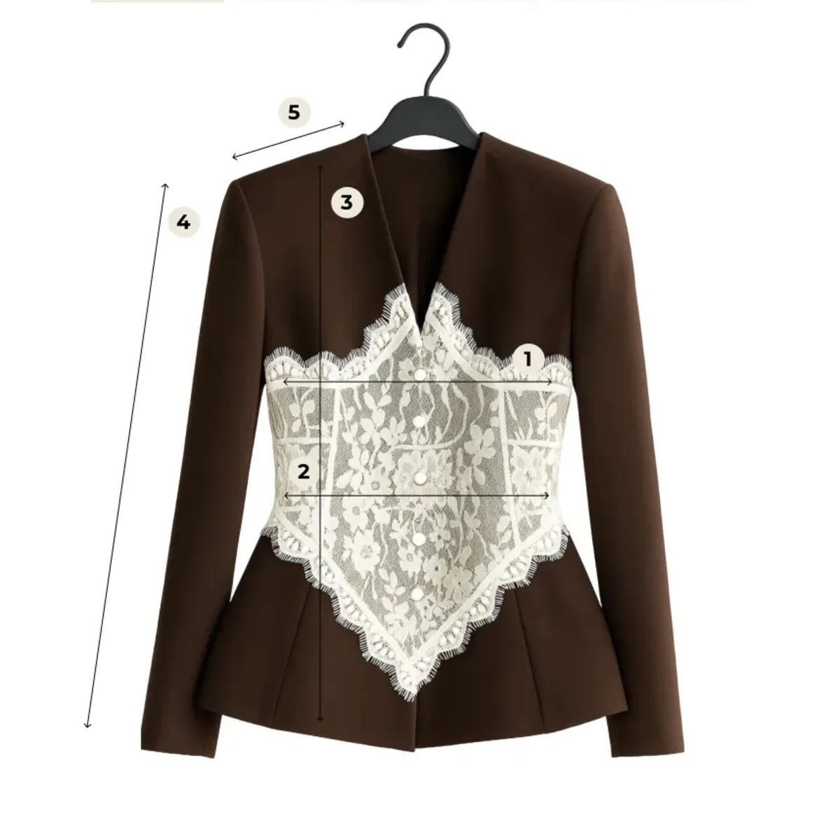 Women's Slim Fit Lace Patchwork V-Neck Belted Blazer Jacket