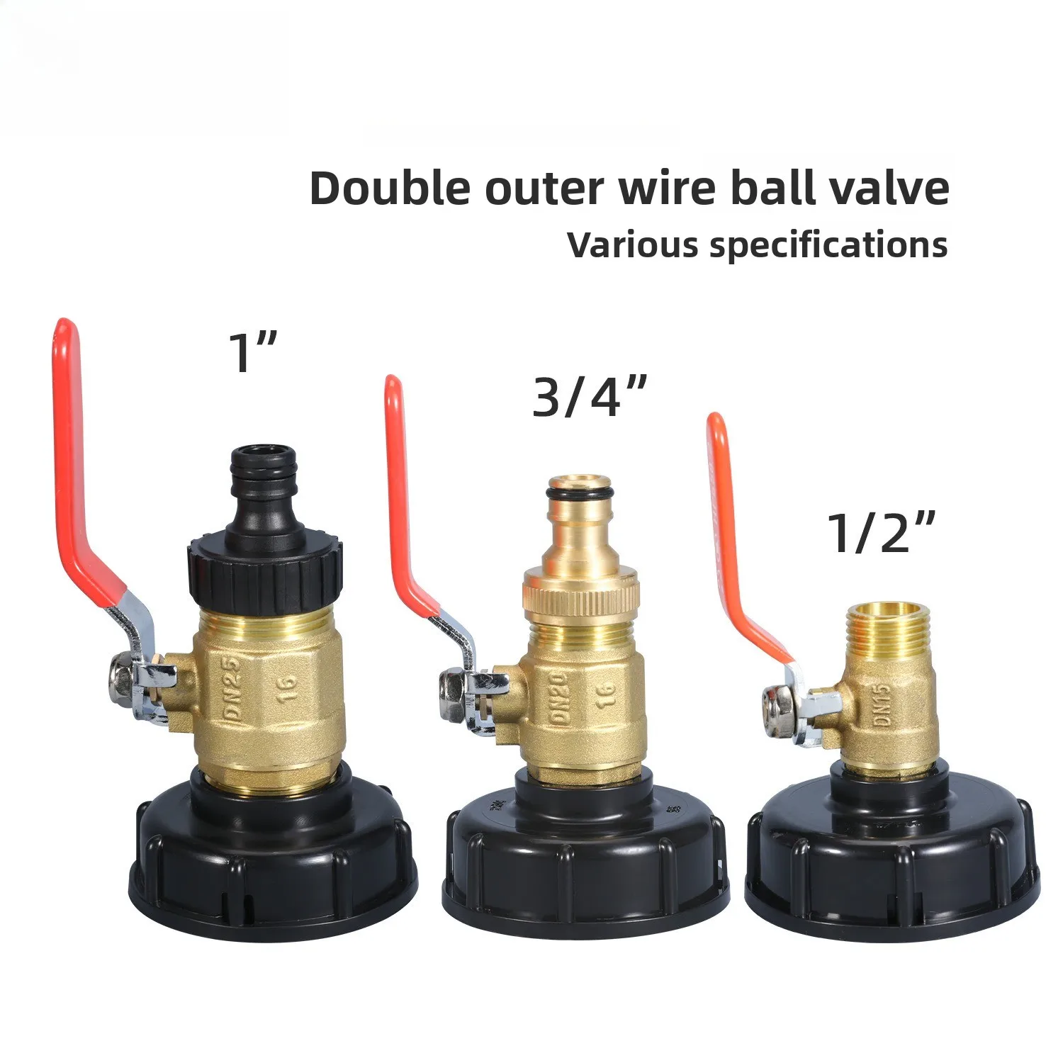 S60 To 1/2 3/4 1 inch Male Thread Connector Brass Valve IBC Tank Tap Adapter Nipple Garden Hose Quick Connect Tank Valve