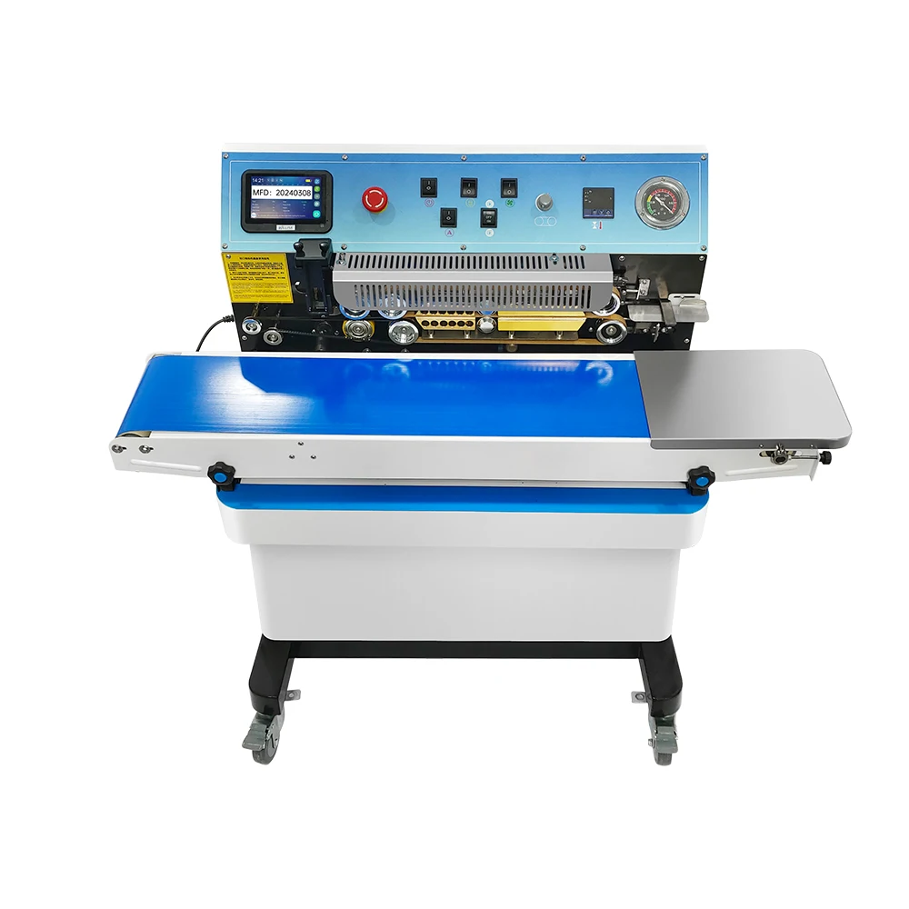 

Nitrogen Gas Flushing Vacuum Continuous Band Sealer Sealing Machine With Inkhet Printer Printing