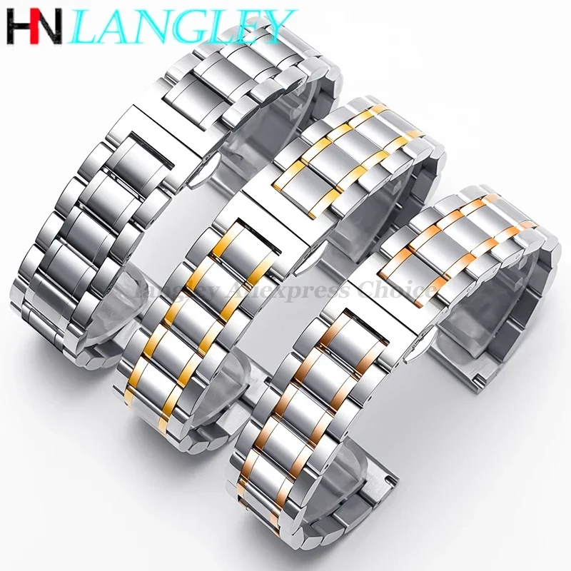 Watch Band For LONGINES WatchBand Stainless Steel Bracelet Original Master Crescent 12/13/14/15/16/17/18/19/20/21/22/24mm Strap