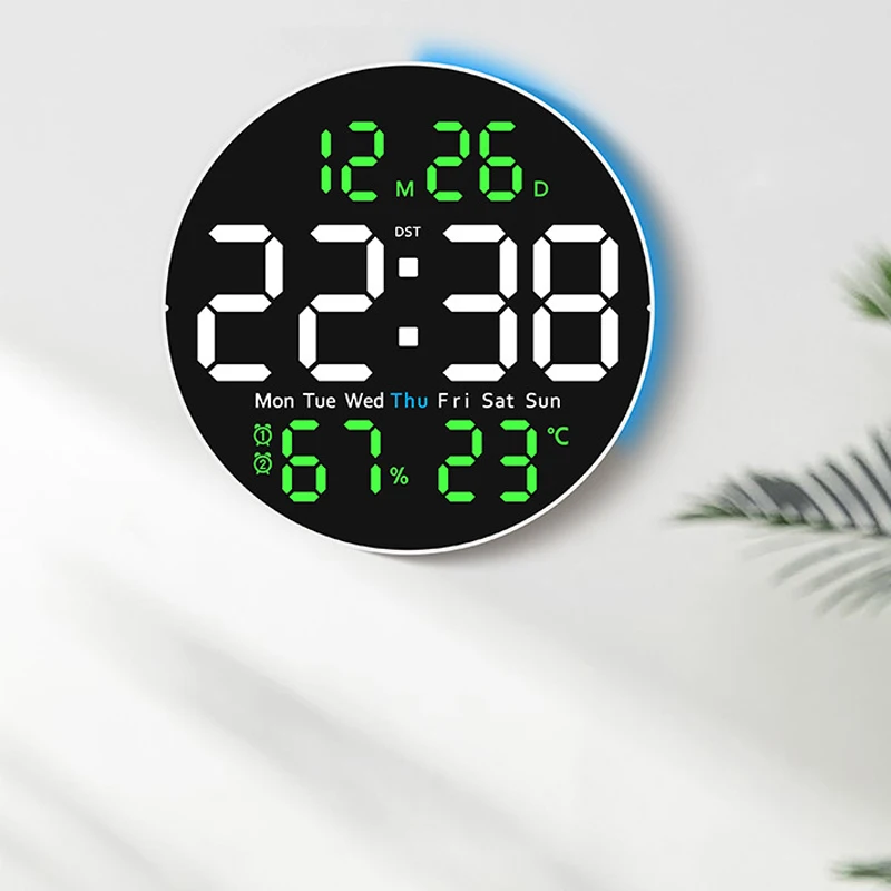 Colorful Ambient Light Jump Second Digital Wall Clock Tempera Humidity Display Countdown Living Room Clocks With Remote Control