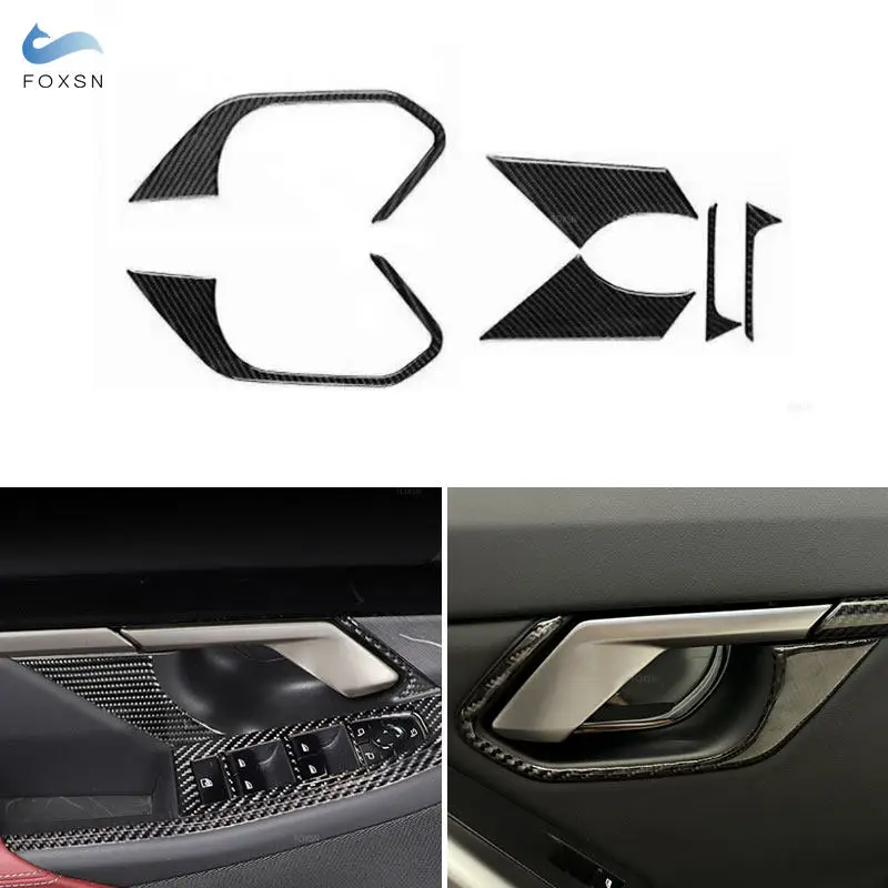 Для BMW 5 серии i5 G60 2024 2025 Мягкая внутренняя дверная ручка из углеродного волокна, тянущая крышка, дверная чаша, рамка, отделка, аксессуары для интерьера