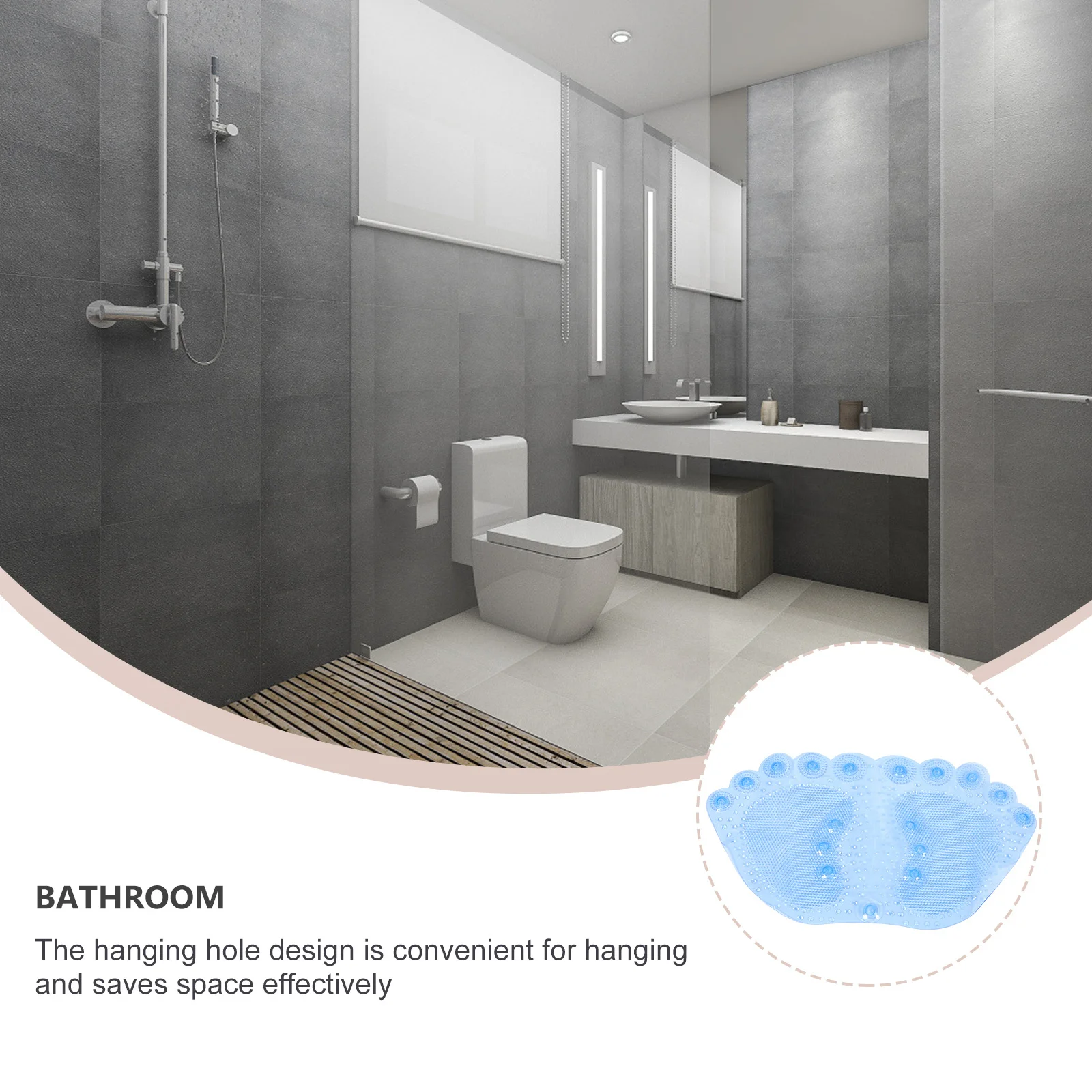 

1 шт., противоскользящий коврик для ванной комнаты из ПВХ с присоской, нескользящий напольный коврик для душа для ванны, массажный коврик для ног, домашний напольный коврик