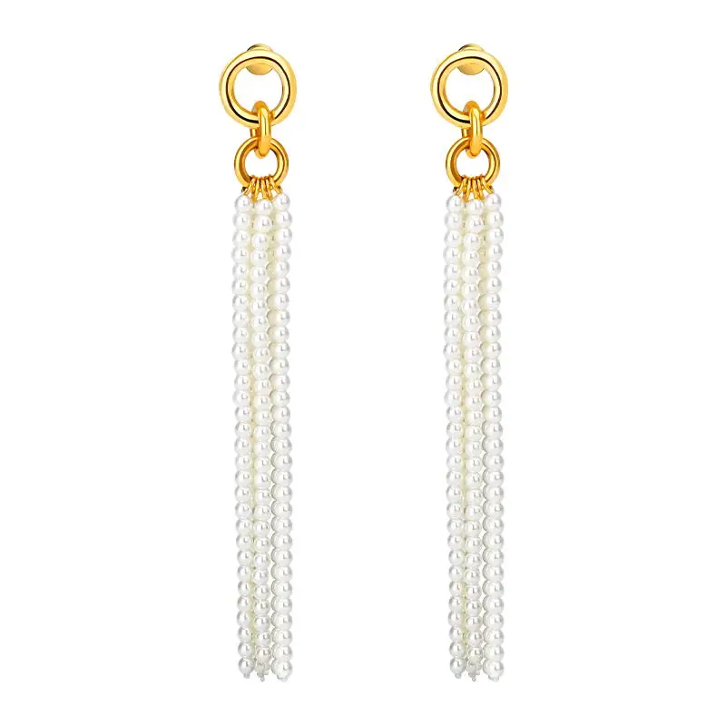 VAROLE أقراط متدلية طويلة من اللؤلؤ الفاخر للنساء أقراط ذهبية اللون مجوهرات عصرية هدية عصرية #1