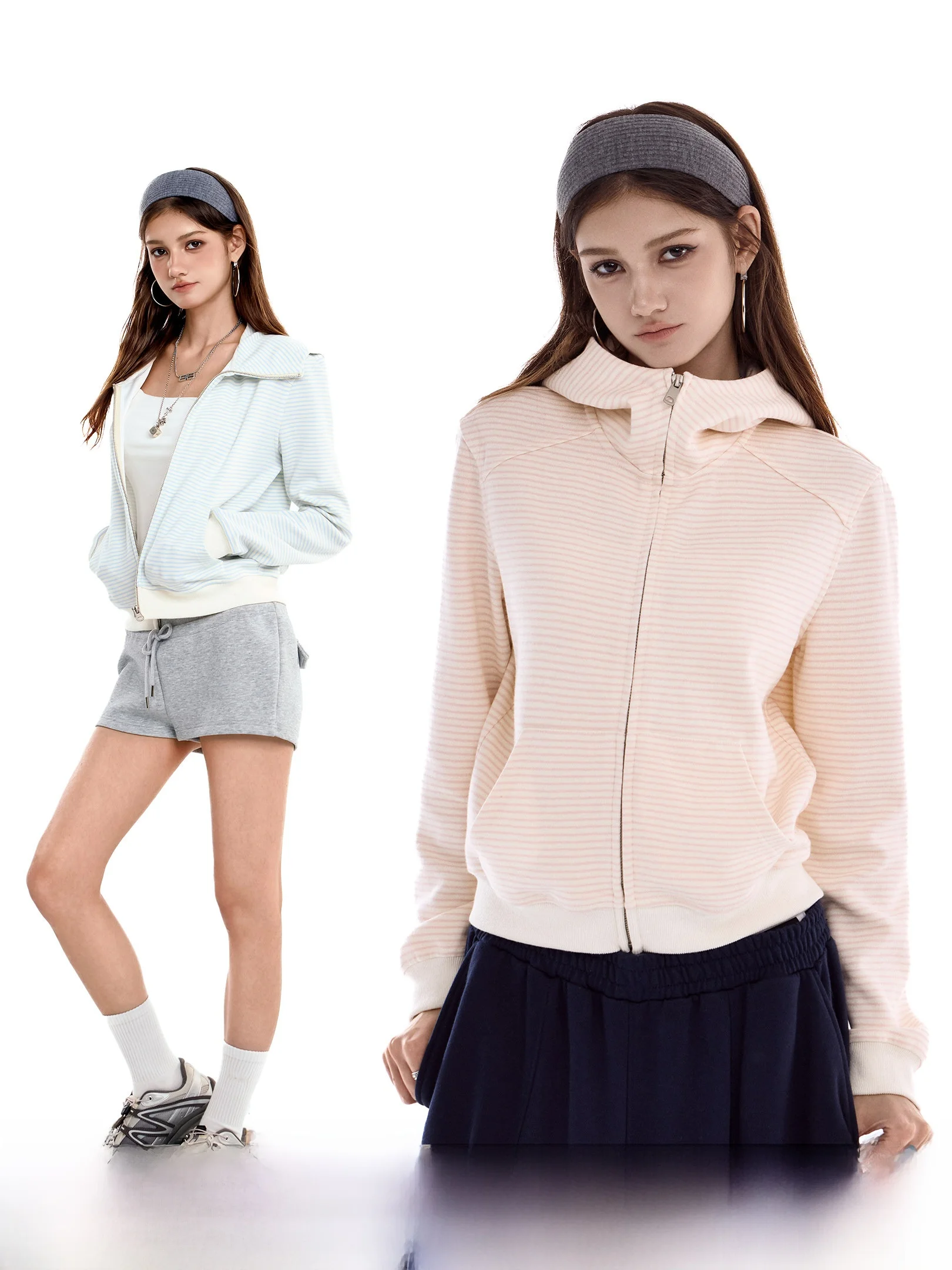 

Американский ретро-кардиган в полоску с капюшоном для женщин, новинка весенней коллекции, универсальный свитер-кардиган с открытым передом, теплый, с длинными рукавами, укороченный.