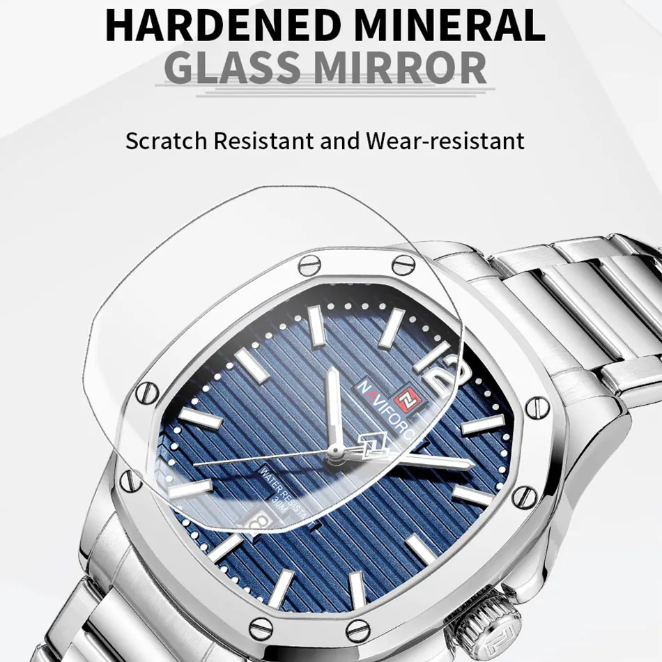 NAVIFORCE, relojes de marca de lujo para hombre, relojes de pulsera deportivos militares para hombre, reloj de cuarzo de acero completo, reloj de negocios resistente al agua para hombre
