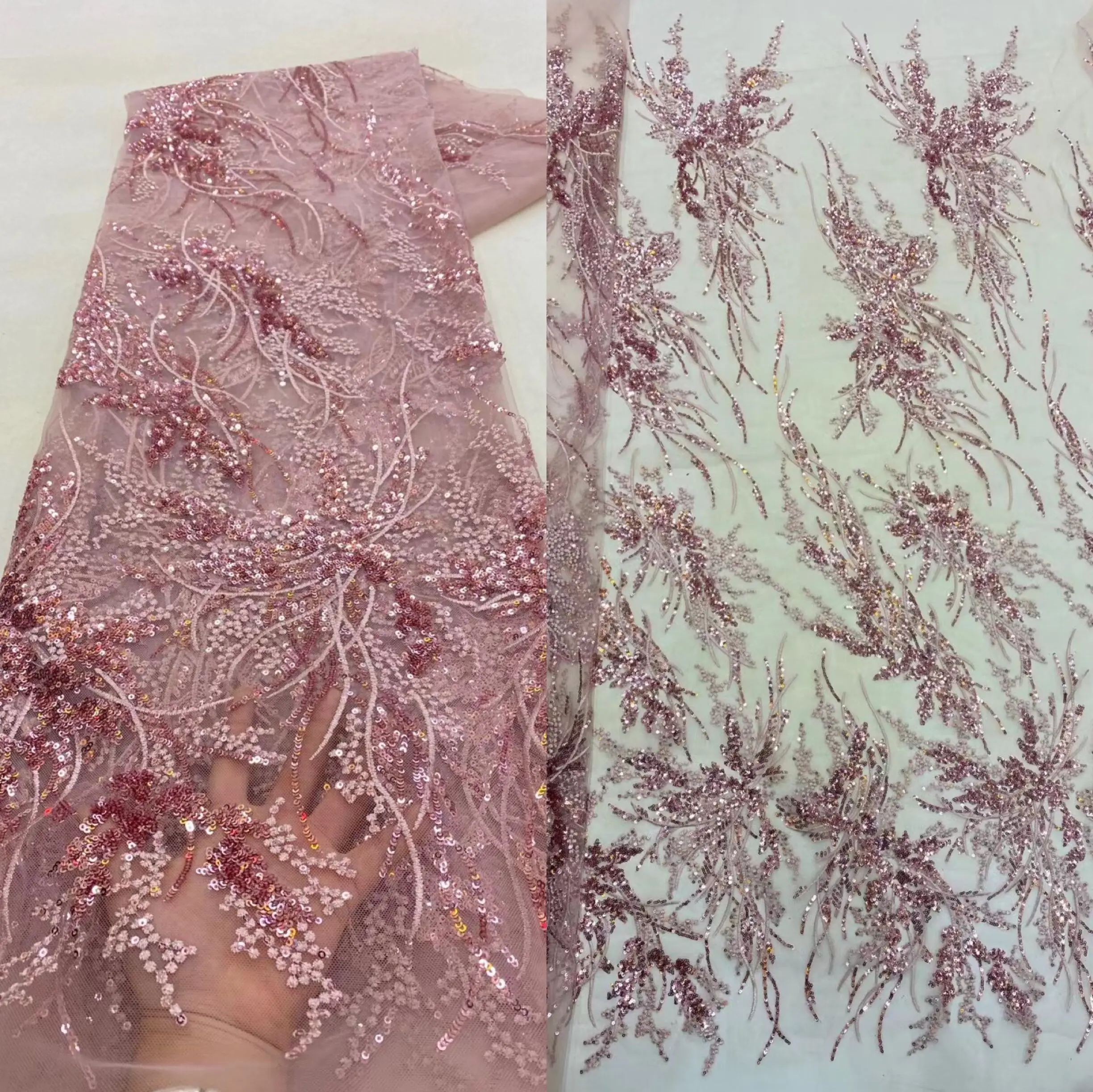 

Good Quality J-1228583 Embroidery Sequince and beads Tulle Lace Fabric for Party Evening Dress